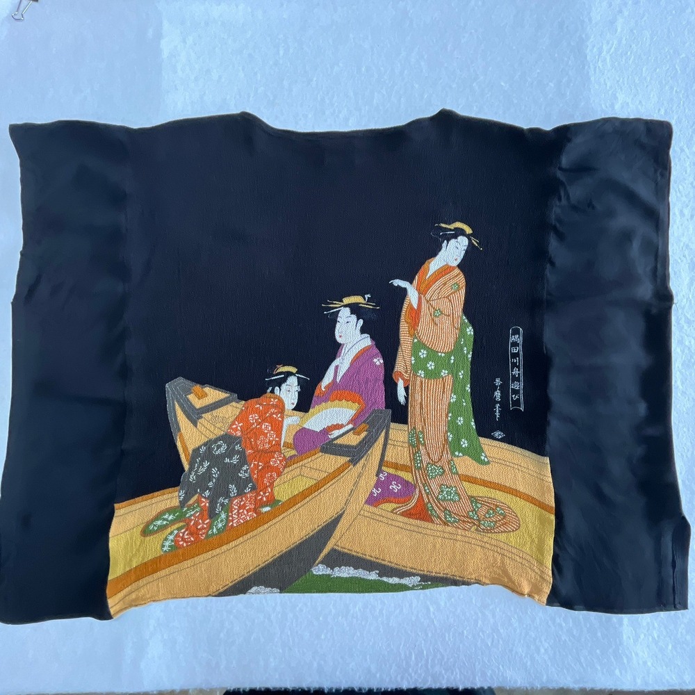 Vintage Japanese Geisha Art Top Michelle St John Rayon Crepe Wearable Art Large